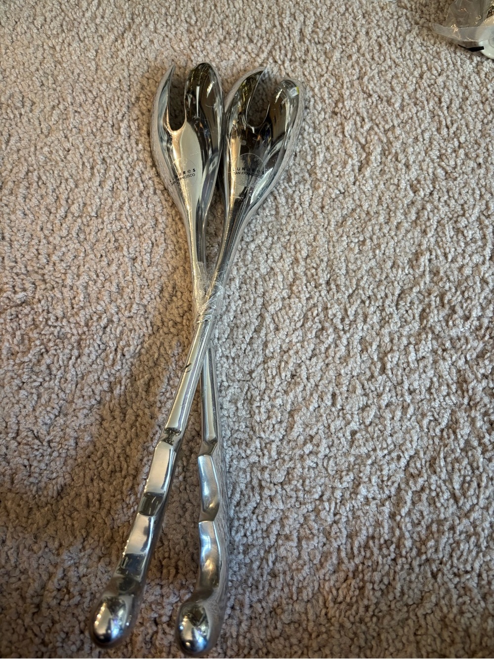 Nima Oberoi Lunares Polished Aluminum Salad Serving Forks Set of 2
